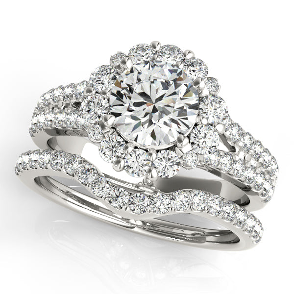 1.8CTW Round Lab Diamond Halo Engagement Ring with Split Shank