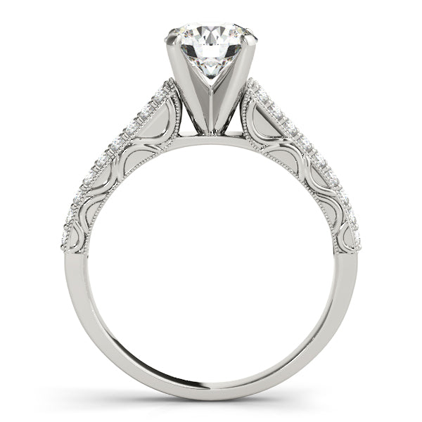 1CT Pave Diamond Engagement Ring Vintage Cathedral Setting