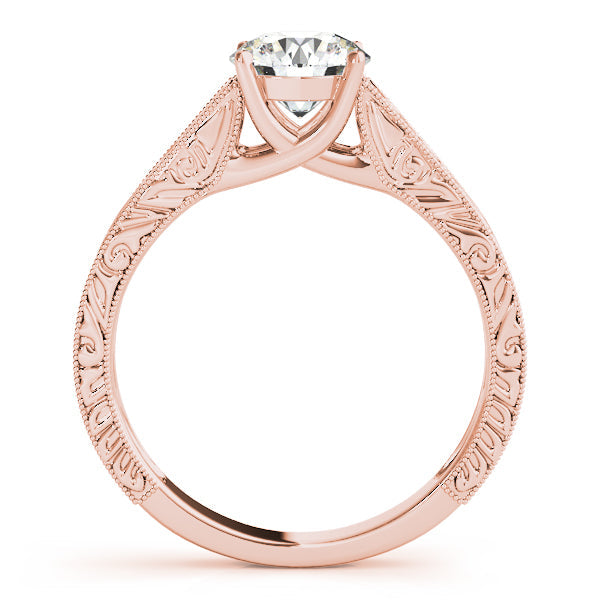 1CT Round Diamond Engagement Ring 14K Yellow Gold Vintage Trellis
