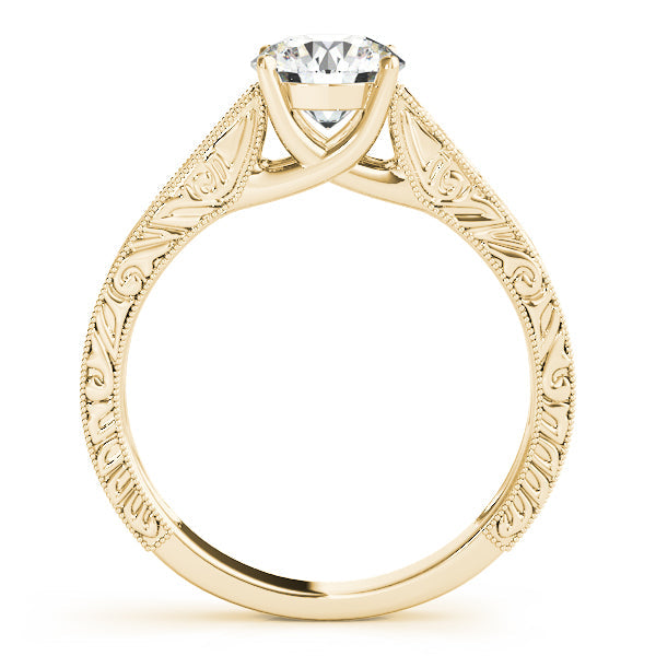 1CT Round Diamond Engagement Ring 14K Yellow Gold Vintage Trellis