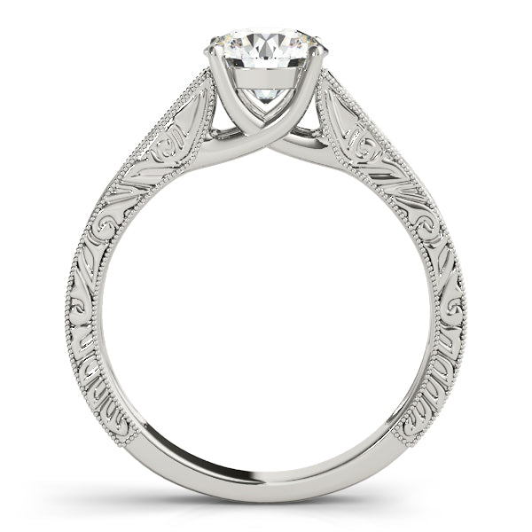 1CT Solitaire Vintage Round Lab Diamond Engagement Ring 14K White Gold