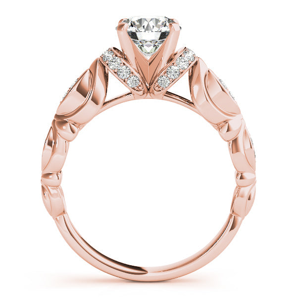 14K White Gold Vintage Diamond Engagement Ring Unique Side Stones