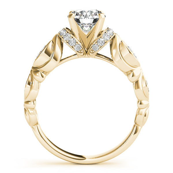 14K White Gold Vintage Diamond Engagement Ring Unique Side Stones