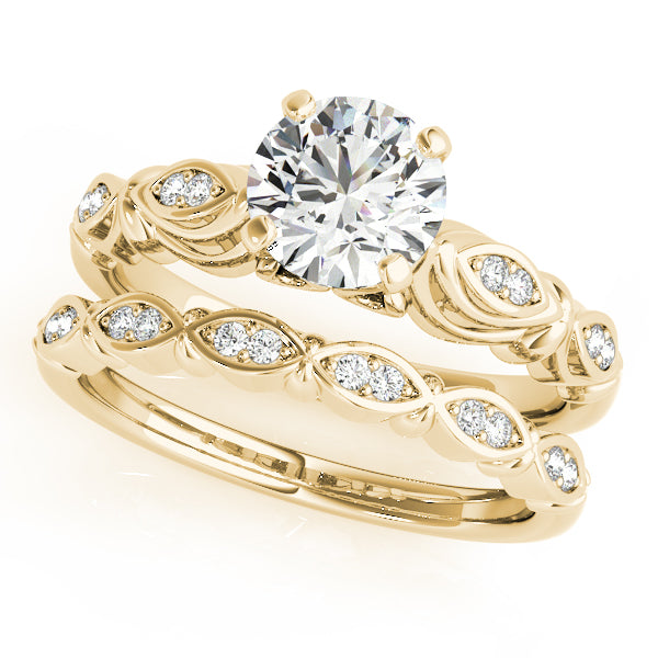 1CT Solitaire Round Diamond Engagement Ring 14K Yellow Gold Vintage