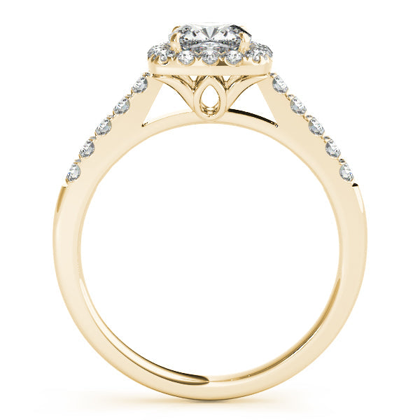 14K Rose Gold 1CT Round Diamond Engagement Ring Cushion Halo
