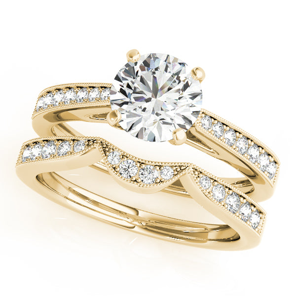 1CT Classic Round Lab Diamond Cathedral Engagement Ring 14K Yellow Gold