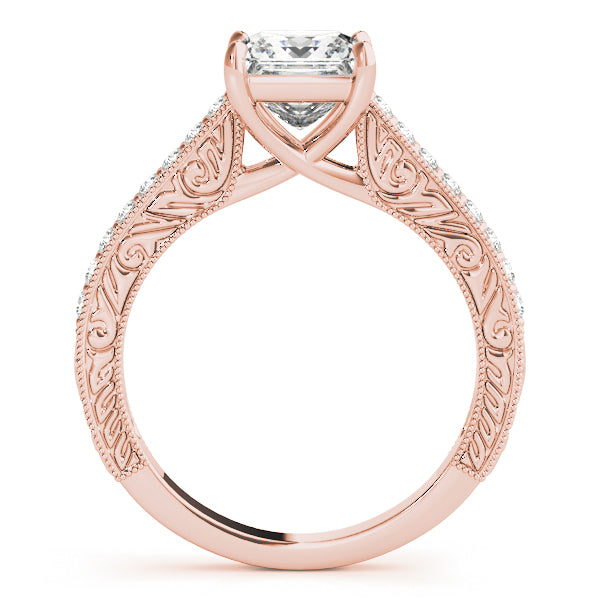 1CT Princess Cut Lab Diamond Engagement Ring 14K Rose Gold Trellis