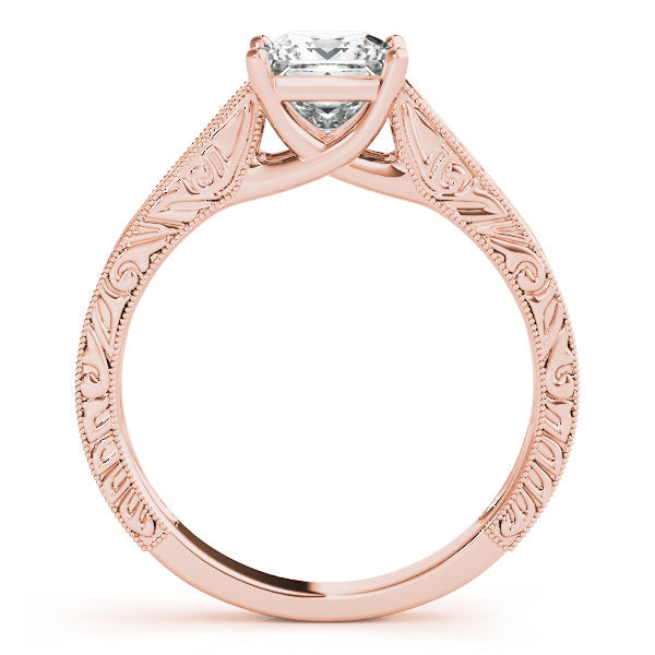 1CT Solitaire Princess Cut 14K Rose Gold Engagement Ring Vintage Style