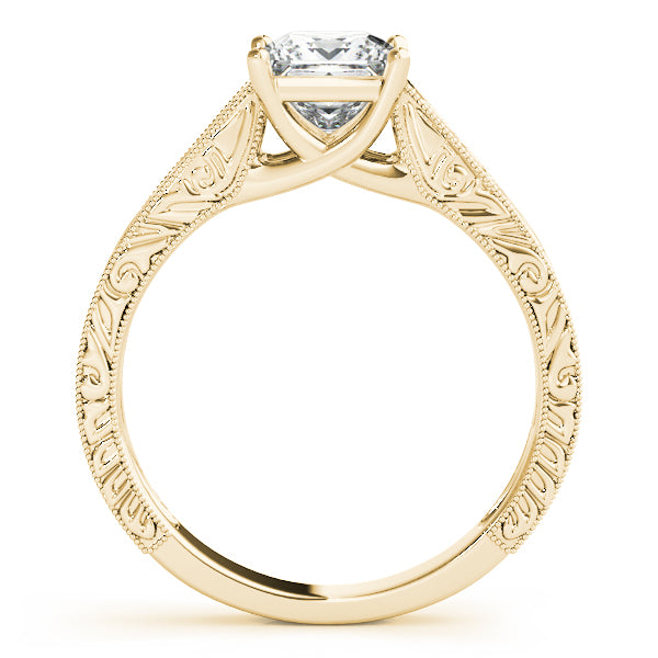 1CT Princess Cut Diamond Vintage Diamond Engagement Ring 14K Yellow Gold
