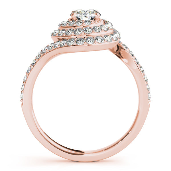 Luxury Triple Halo Engagement Rings with Bypass Side Stone Swirl