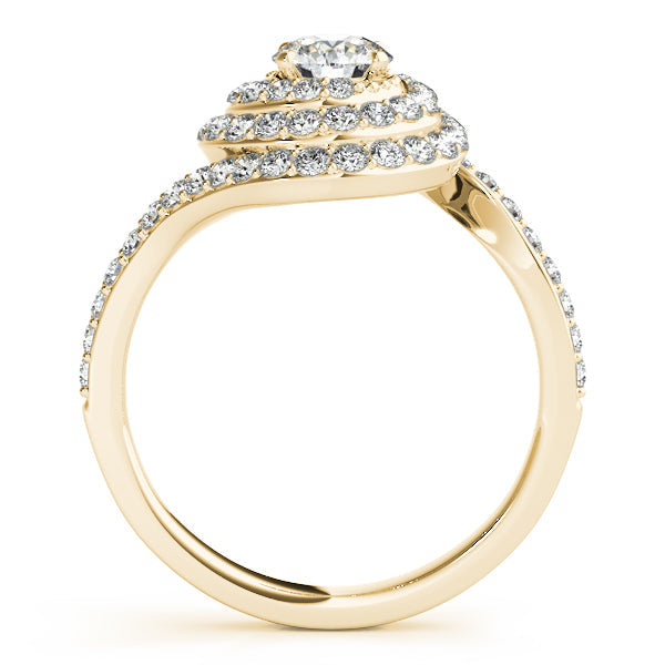 Luxury Triple Halo Engagement Rings with Bypass Side Stone Swirl