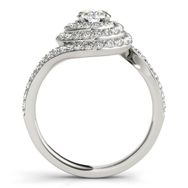 Luxury Triple Halo Engagement Rings with Bypass Side Stone Swirl