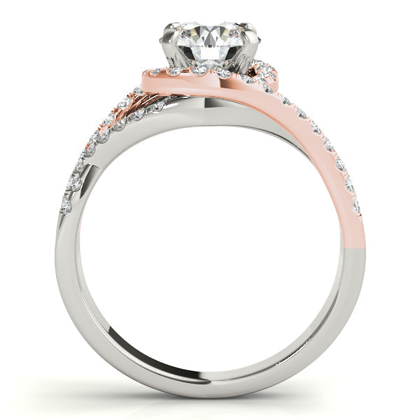 1CT Split Shank Two Tone Engagement Ring 14K White Rose Gold