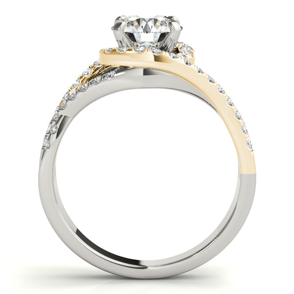 1CT Split Shank Two Tone Engagement Ring 14K White Rose Gold