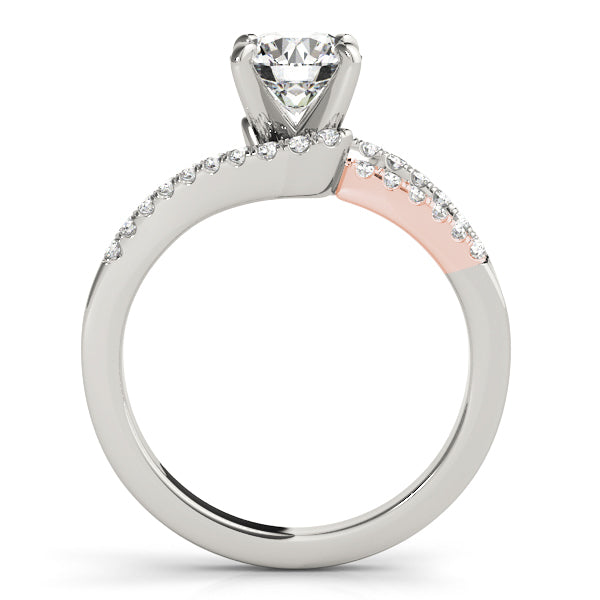 1CT Lab Diamond Engagement Ring 14K Two Tone Gold Curved Split Shank
