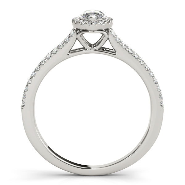 14K White Gold Engagement Ring 1CT Marquise Diamond Heart Filigree