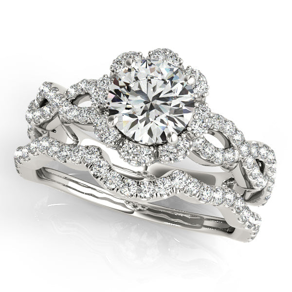 1.62CT Fancy Split Shank Infinity Engagement Ring with Flower Halo