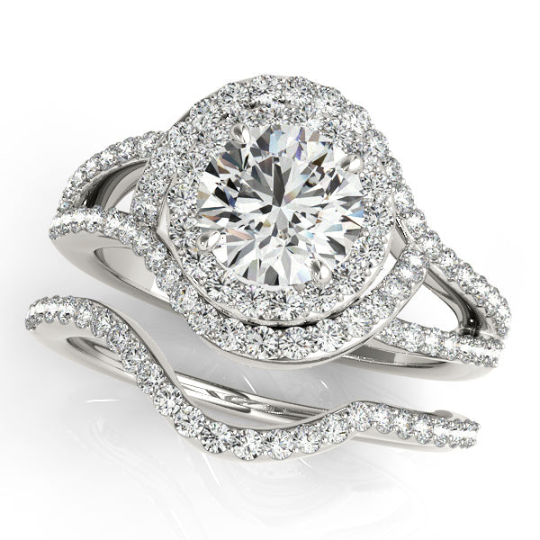 1.75CTW Round Lab Diamond Engagement Ring Curved Split Shank