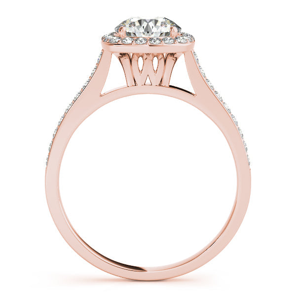 1CT Round Lab Diamond Engagement Ring and Cushion Halo 14K White Gold