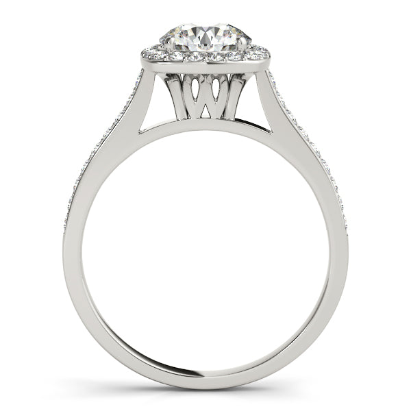 1CT Round Lab Diamond Engagement Ring and Cushion Halo 14K White Gold