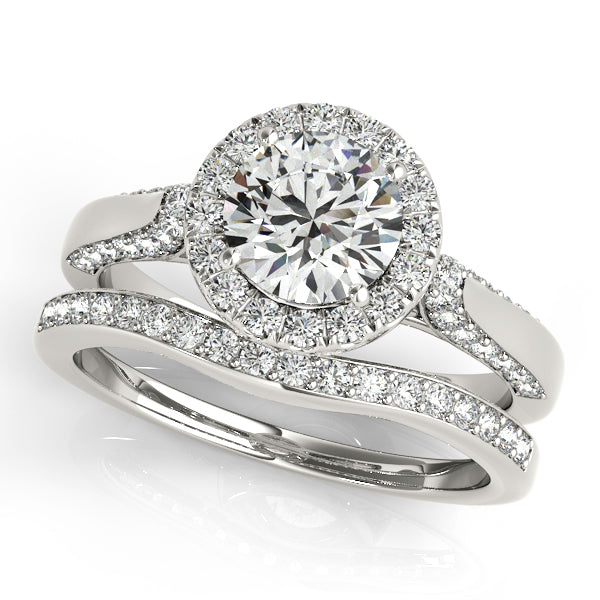 Vintage Halo Lab Diamond Engagement Ring 14K White Gold