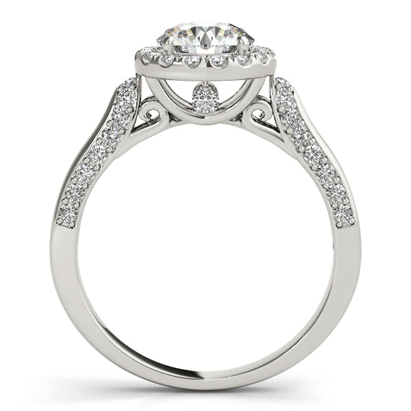 Vintage Halo Lab Diamond Engagement Ring 14K White Gold
