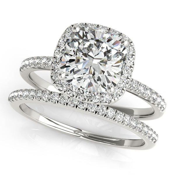 Classic 1CT Cushion Cut Halo Lab Diamond Engagement Ring
