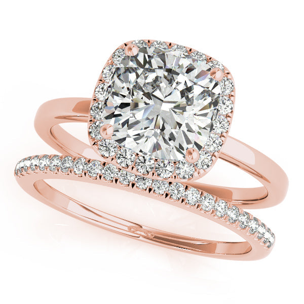 Cute 1CT Cushion Cut Diamond Halo Engagement Ring 14K Rose Gold