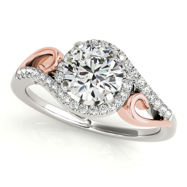 1CT Diamond Engagement Ring 14K White Yellow Gold Two Tone Halo