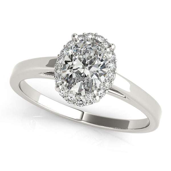 Oval-cut engagement ring featuring 1CT Oval Cut Lab Diamond, 18 pavé side diamonds and open cathedral crafted in 14K White Gold