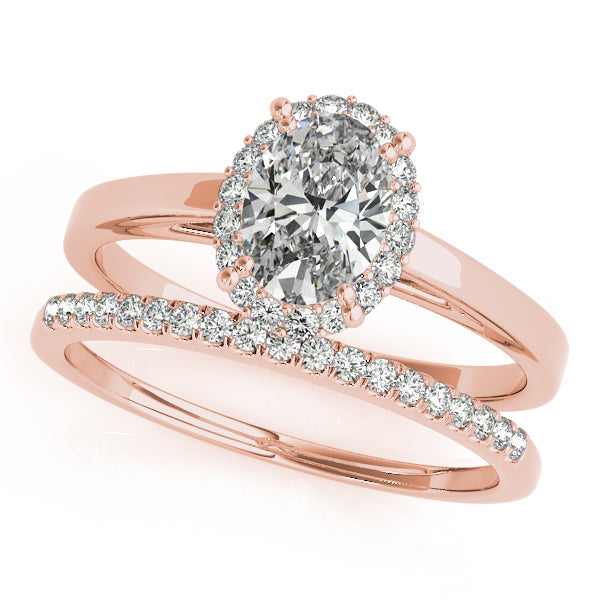 Stylish 1CT Oval Cut Lab Diamond 14K Rose Gold Engagement Ring