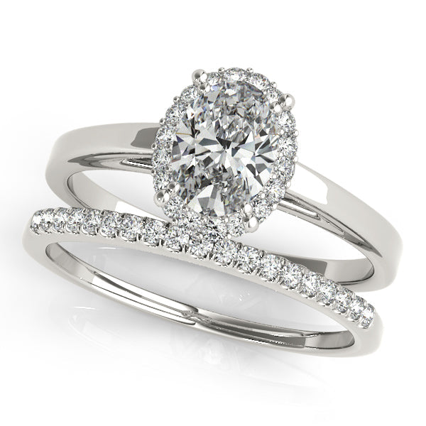 1CT Oval Cut Diamond Engagement Ring 14 White Gold Cathedral