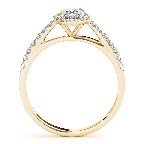 14K Rose Gold Oval Cut Diamond Engagement Ring Halo Side Stones
