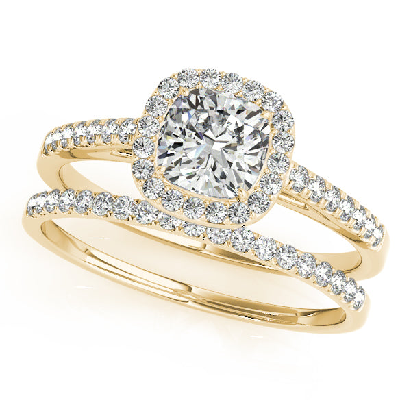 1CT Cushion Cut Lab Diamond Engagement Ring 14K Yellow Gold
