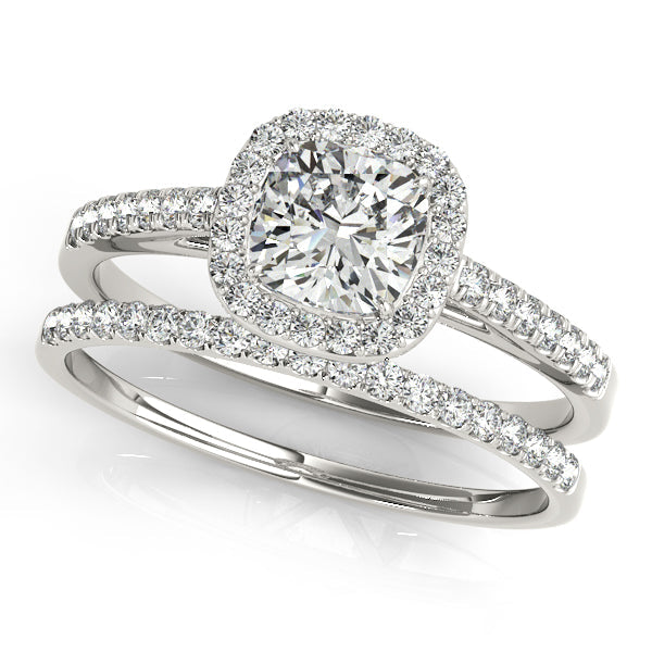 14K White Gold 1CT Cushion Cut Lab Diamond Engagement Ring