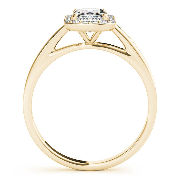 1CT Emerald Cut Lab Diamond 14K Rose Gold Engagement Ring Halo