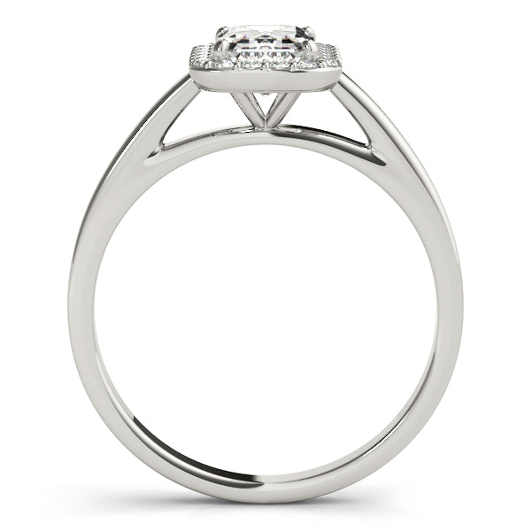 1CT Emerald Cut Lab Diamond 14K Rose Gold Engagement Ring Halo