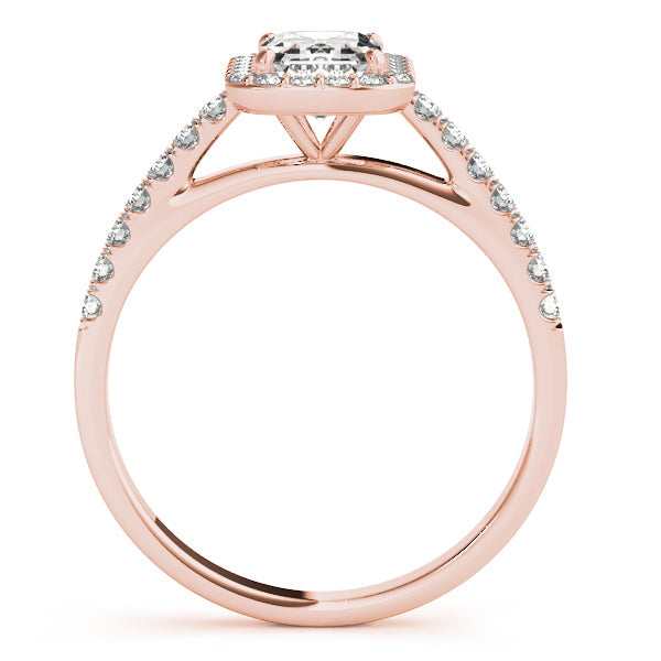 Cathedral Emerald Cut Lab Diamond Engagement Ring 14K White Gold