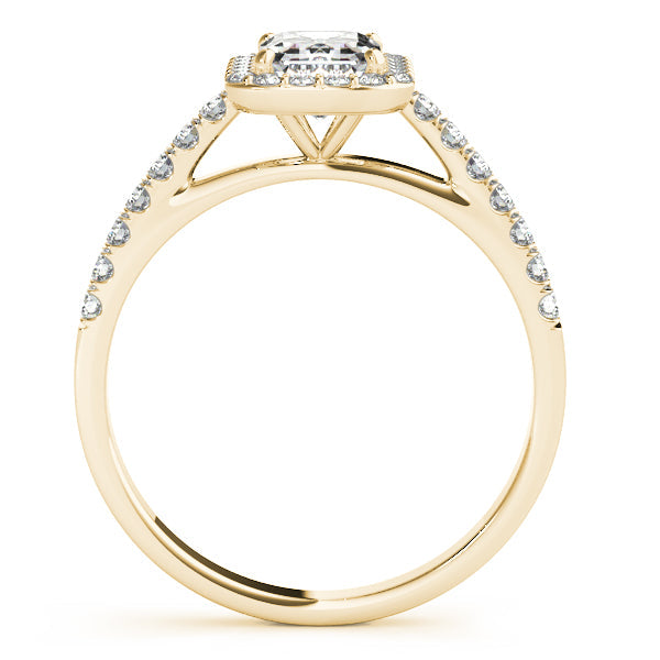 Cathedral Emerald Cut Lab Diamond Engagement Ring 14K White Gold