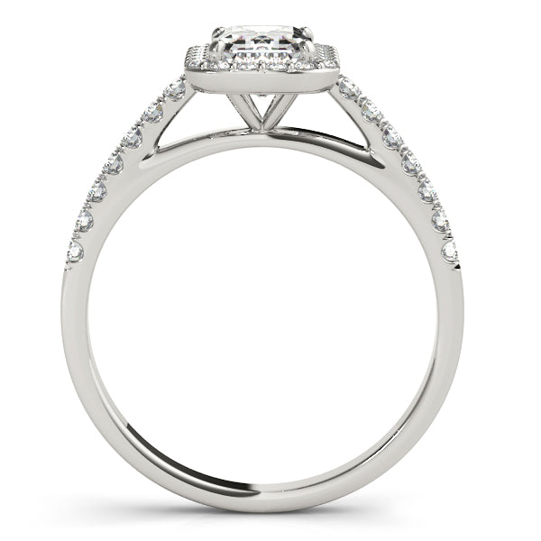Cathedral Emerald Cut Lab Diamond Engagement Ring 14K White Gold