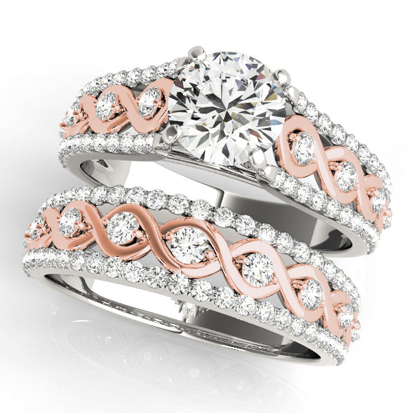 Vintage Diamond Engagement Ring 14K White Rose Gold Intertwined Style