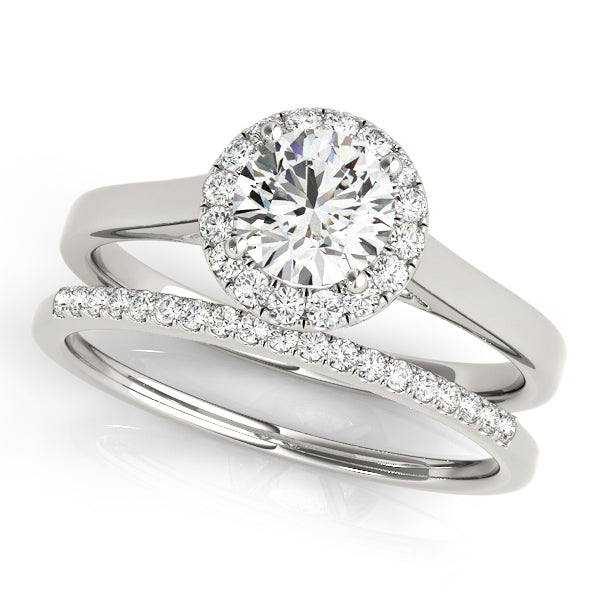 Cathedral 1CT Round Lab Diamond Halo Engagement Ring 14K White Gold