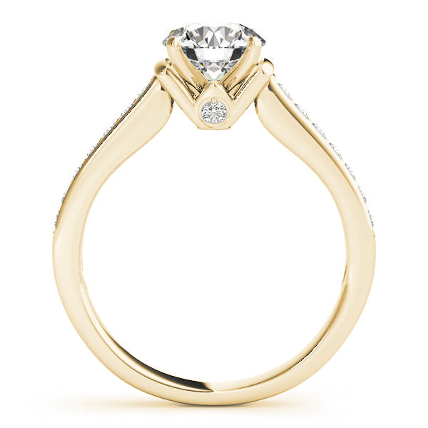 1CT Engagement Ring Round Cut Diamond 14K Rose Gold V-Neck