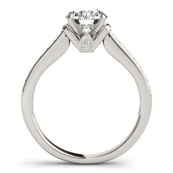 1CT Engagement Ring Round Cut Diamond 14K Rose Gold V-Neck