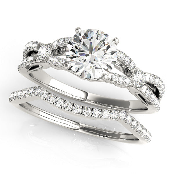 1CT Round Diamond Engagement Ring 14K White Gold Split Shank