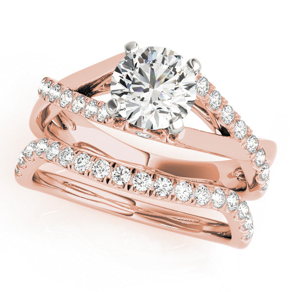 Unique 1CT 14K Rose Gold Lab Diamond Engagement Ring Split Shank