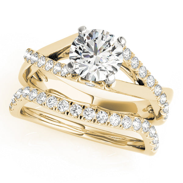 1CT Lab Diamond 14K Yellow Gold Engagement Ring Infinity Split Shank
