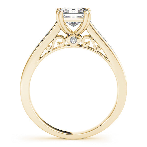 1CT Cathedral Princess Cut Diamond Engagement Ring White Gold