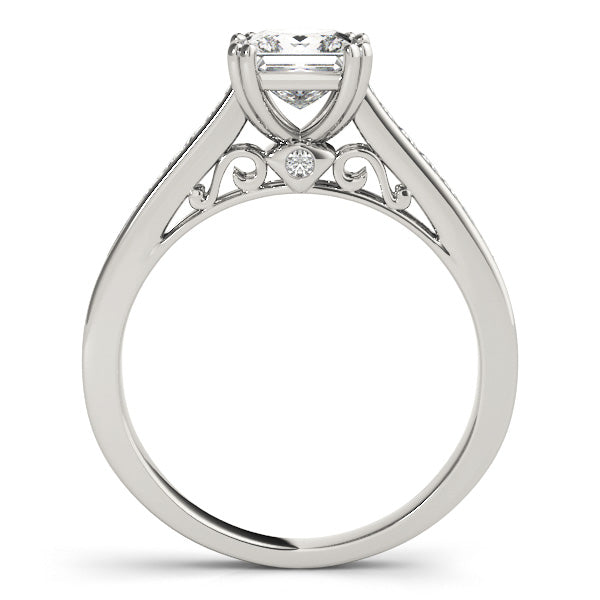 1CT Cathedral Princess Cut Diamond Engagement Ring White Gold