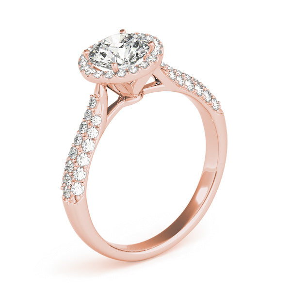1CT 14K White Gold Round Lab Diamond Halo Engagement Ring